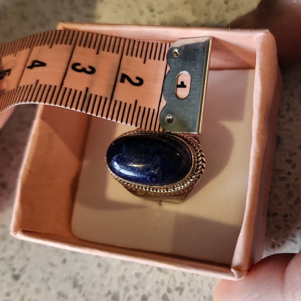 Vintage Sterling Silver Blue  Semi Precious Stone Ring - Womens Size 6 - Picture 6 of 6